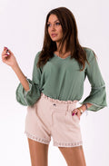 Valloria Sage Bell Sleeve Blouse