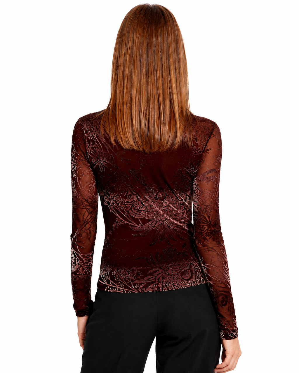 Valloria Velvet Bloom Mesh Top
