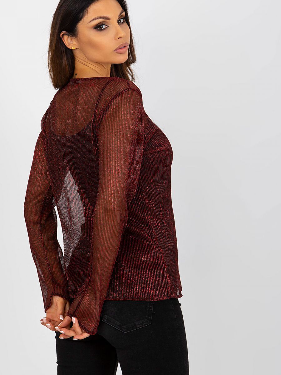 Valloria Bordeaux Fleur Mesh Blouse