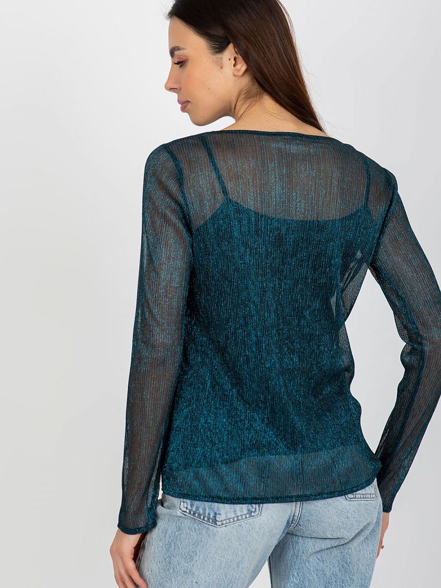 Valloria Noir Flower Mesh Blouse